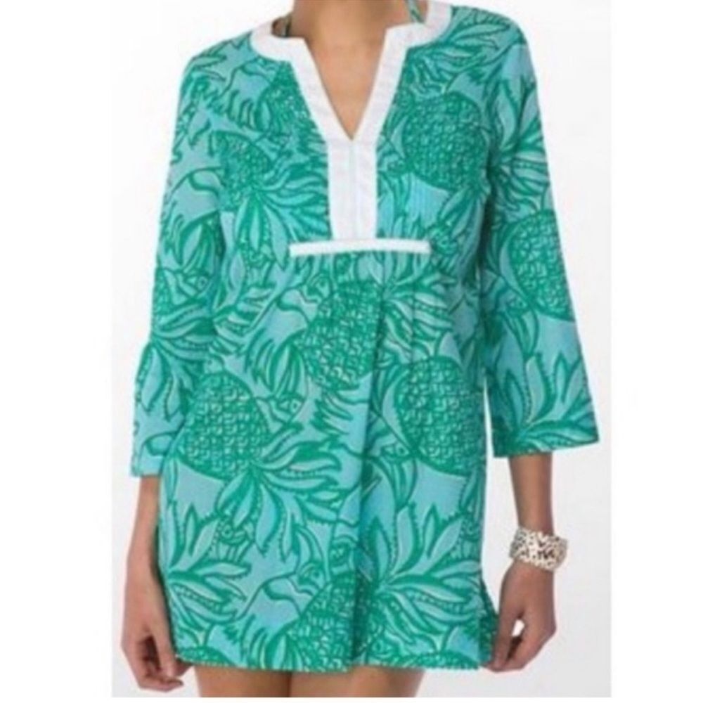 LILLY PULITZER Dylan Tunic Top Toucan Tango Teal Women’s Size Small